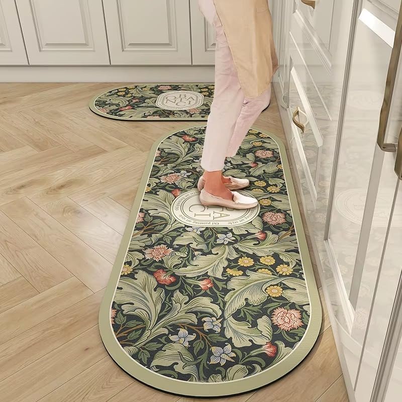 Image of proxin Non-Slip Rubber Kitchen Mat - 2-Piece Waterproof Thick Cushion for Enhanced Grip, High Absorption, Suitable for Automotive or Gym Equipment, Large and Small Sizes for Versatile Use (Colour 5)