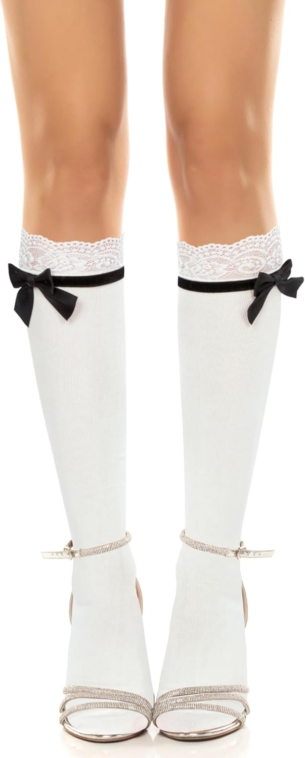 Violet Mist Bow Lace Ruffle Knee High Socks for Women Girls Bow Tie Cotton Cute Lovely Dress Lolita Novelty High Tube Socks - Image 9