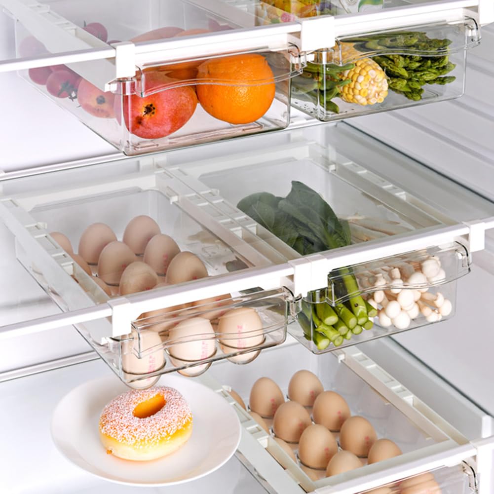 Kühlschrank Organizer, Tutamaz 2Pcs Fridge Organizer und Kühlschrank Organizer Set Schublade Praktischer Küchen Organizer für Eieraufbewahrung und Aufbewahrungsboxen (Eier)