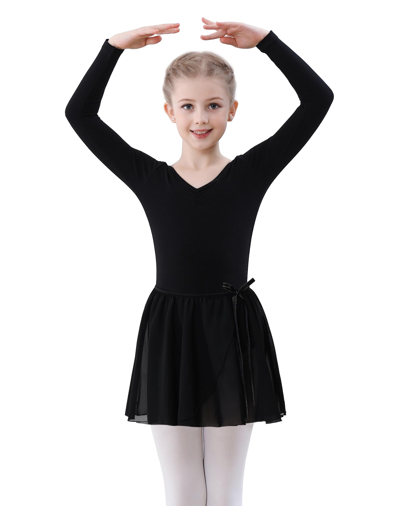 Ballettkleid Ballettkleidung Mädchen Langarm Tanzkleid Turnanzug Balletttrikot Tanzbody Baumwolle Ballettrock Kinder