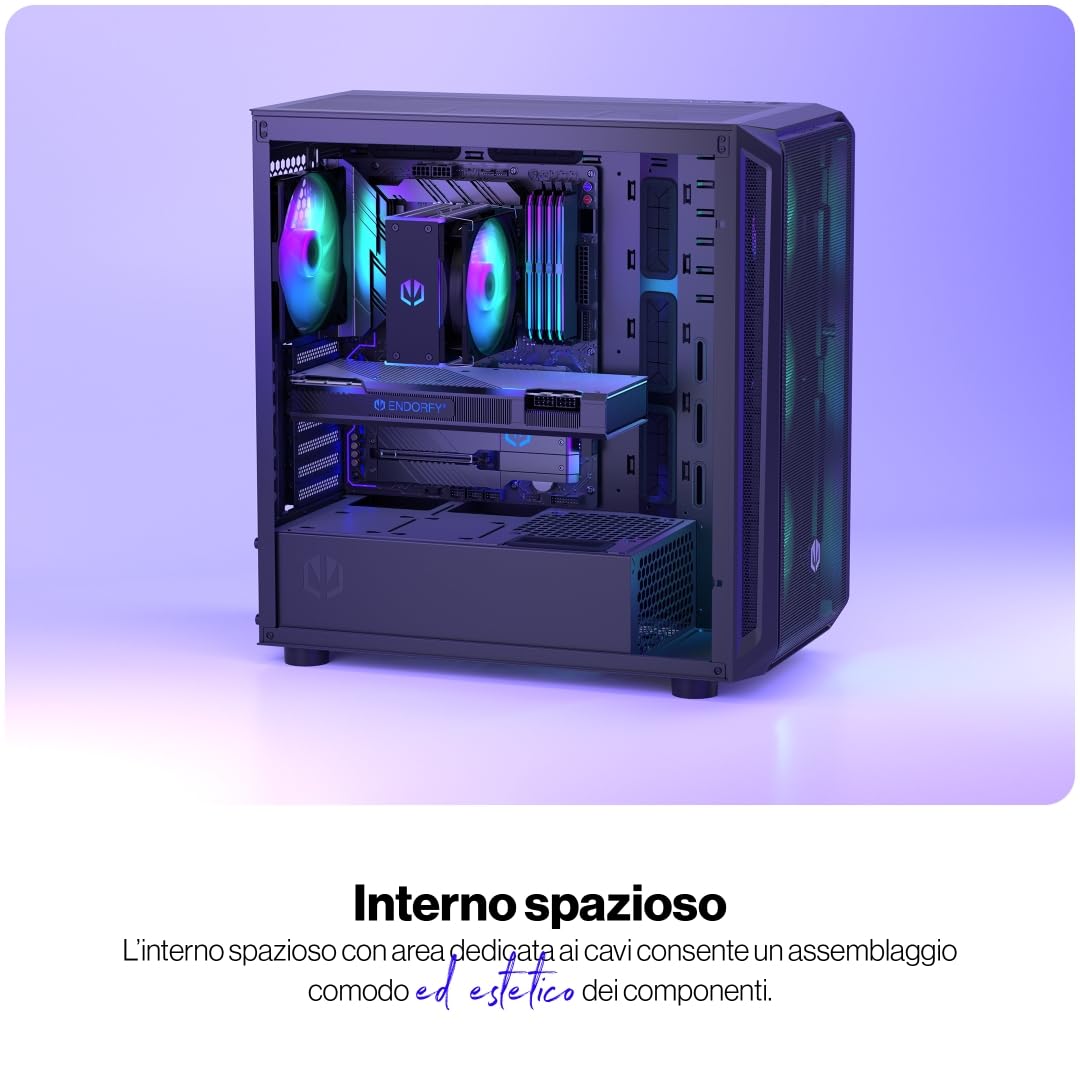 ENDORFY Arx 700 ARGB, case ATX spazioso, 4x ventole ARGB da 140 mm incluse, elevata compatibilità con molti componenti | EY2A013