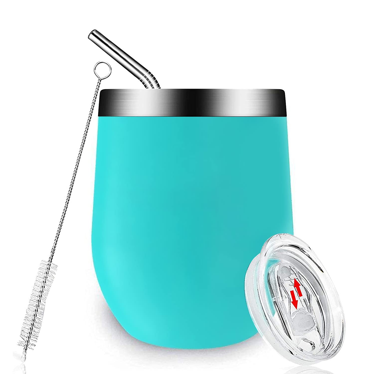 Ttravel Mug,Reusable Coffee Cup Leakproof with Lid Stainless Steel Vacuum Cup with Straw Cold & Hot Drinks Travel Mug 12oz,for Champaign、Drinks、Cocktail、Beer、Office(Light Green, 1)