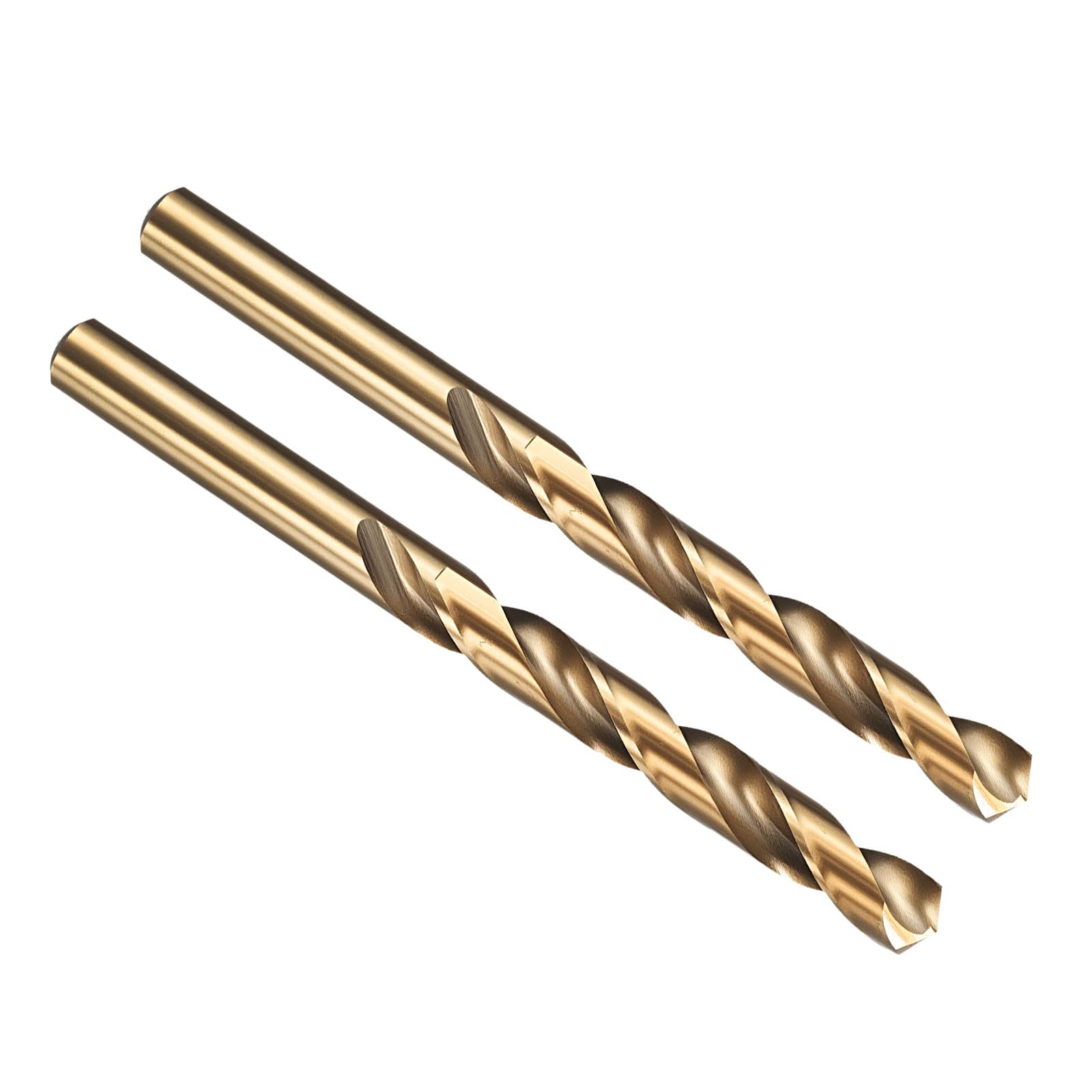 PATIKIL Y Drill Bit, Jobber Straight Shank M35 Cobalt 5% High-Speed Steel 135° Gold Finish for Stainless Steel Hard Metal - 2 Pack — image 1