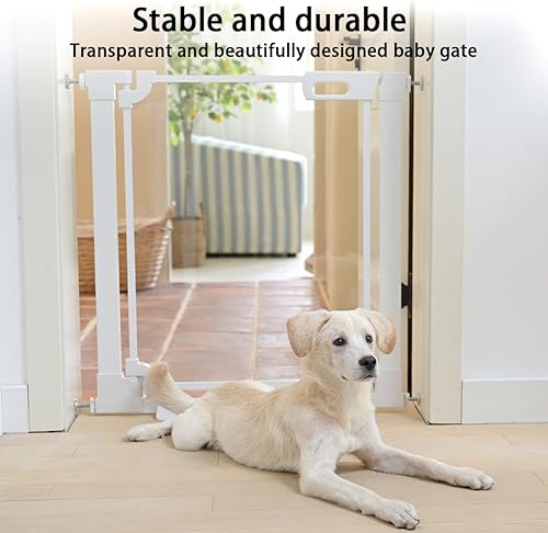 Miniatura 2 de Puerta transparente de seguridad para bebés para escaleras, 29-48 pulgadas de ancho, 30 pulgadas de alto, puerta acrílica para mascotas, fácil de