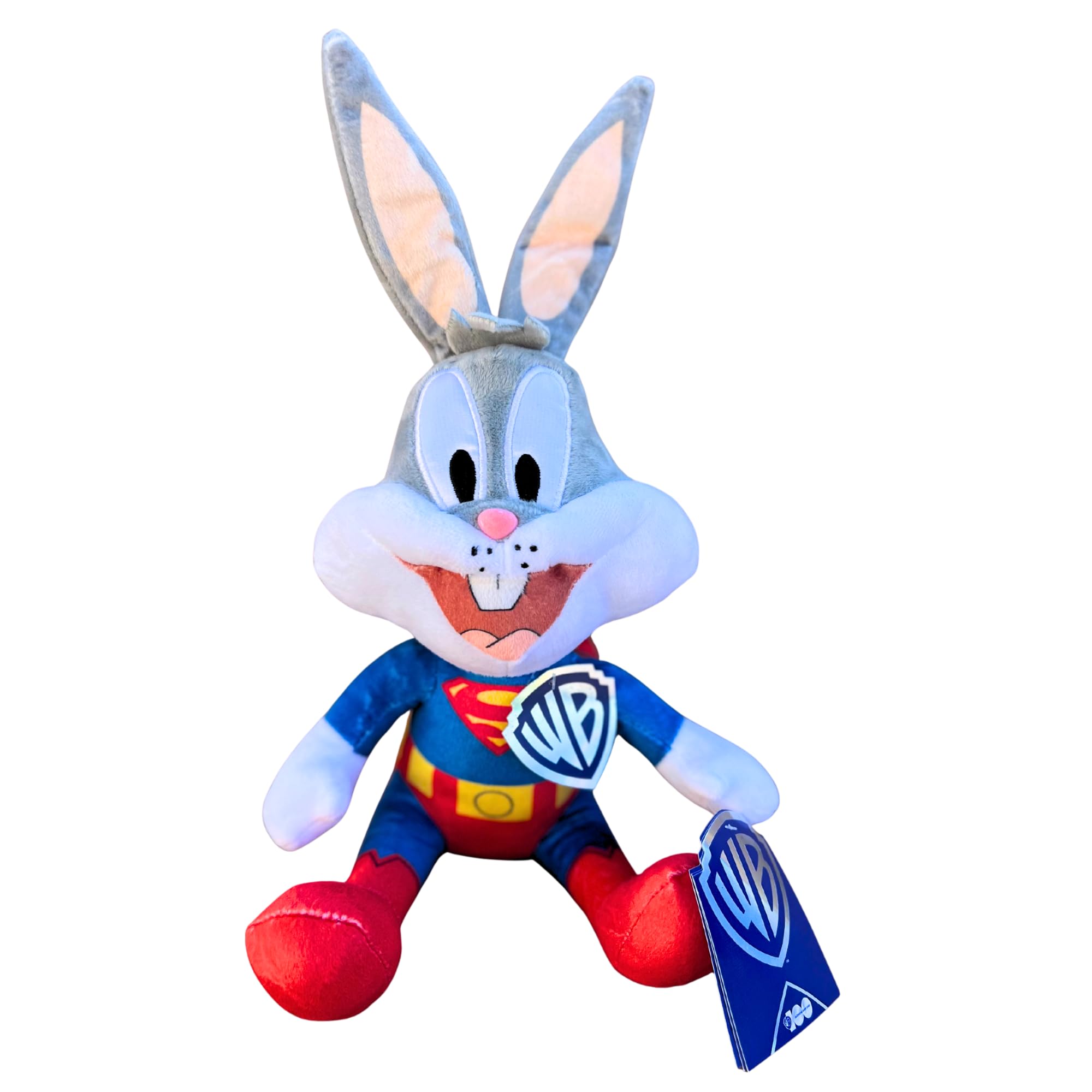 Mattel Looney Tunes x DC 100th Anniversary Large Super Soft Embroidered Gift Quality 12" 30cm Plush - (Bugs Bunny - Superman)