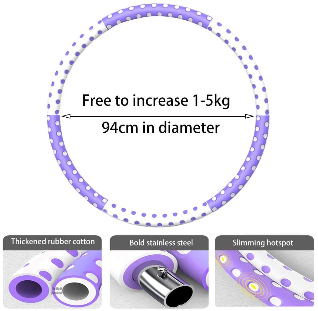 Hula Hoop Professionale, Hula Hoop Fitness Peso Regolabile, Staccabile Hoola Hoop Bambini y Adulti, Acciaio Inossidabile Cerchio Fitness Hola Hop con Corda di Resistenza