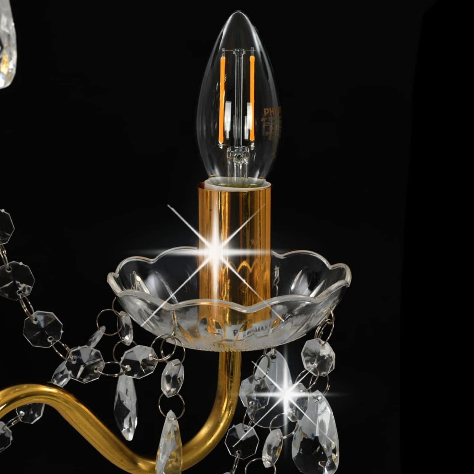 Rantry Kronleuchter mit Perlen Golden Rund 3 x E14 Lampen
