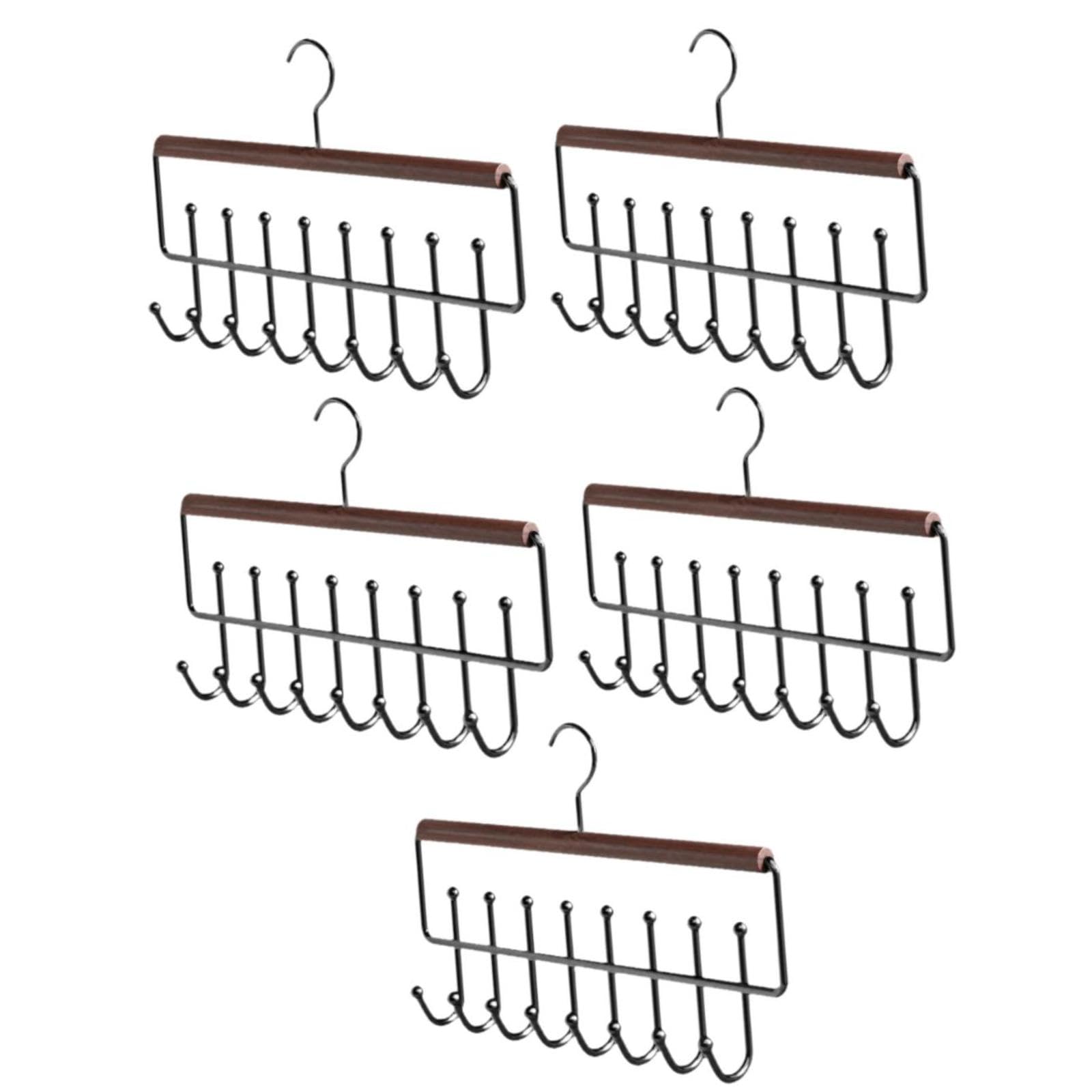 Organizador Metálico para Cinturones Y Corbatas (5 Piezas), Ideal para Armarios, Habitaciones de Estudiantes O Dormitorios Universitarios, Negro, Individual