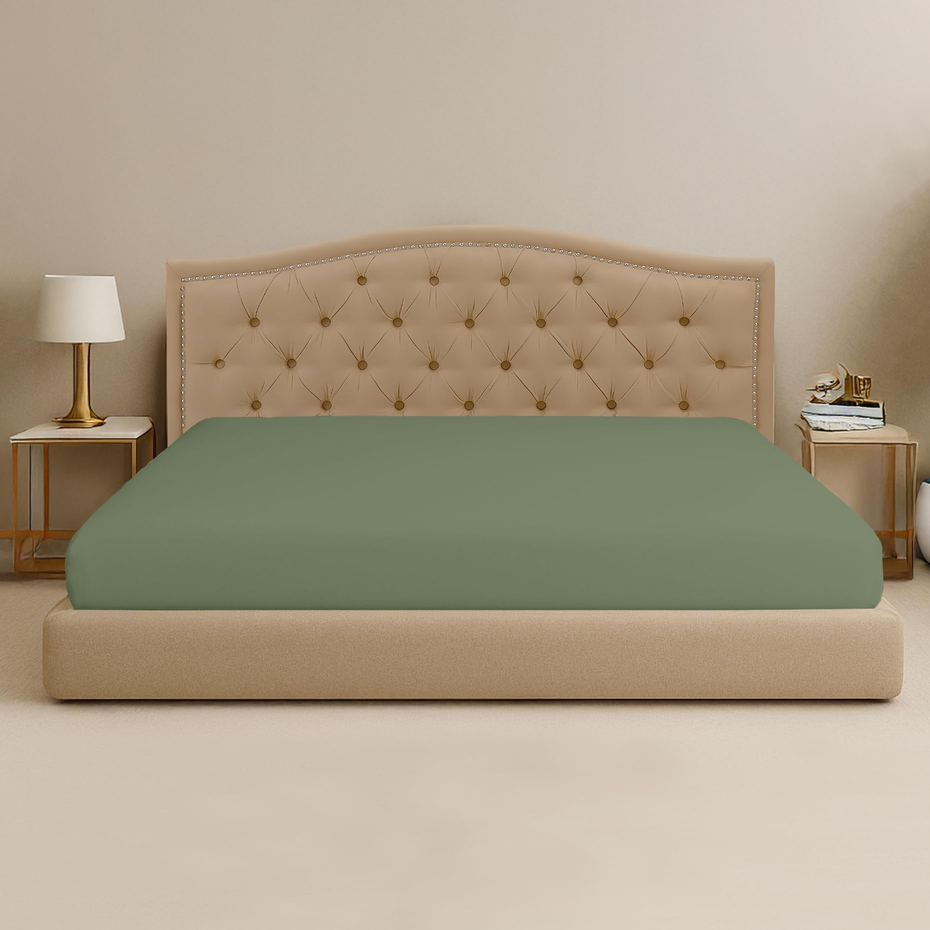 SGI Bedding 108″W × 80″L 1Pc Short Alaskan King Fitted Sheet Only 100% Egyptian Cotton - 600 TC Fits 15" Deep Pocket - Soft Breathable Luxury