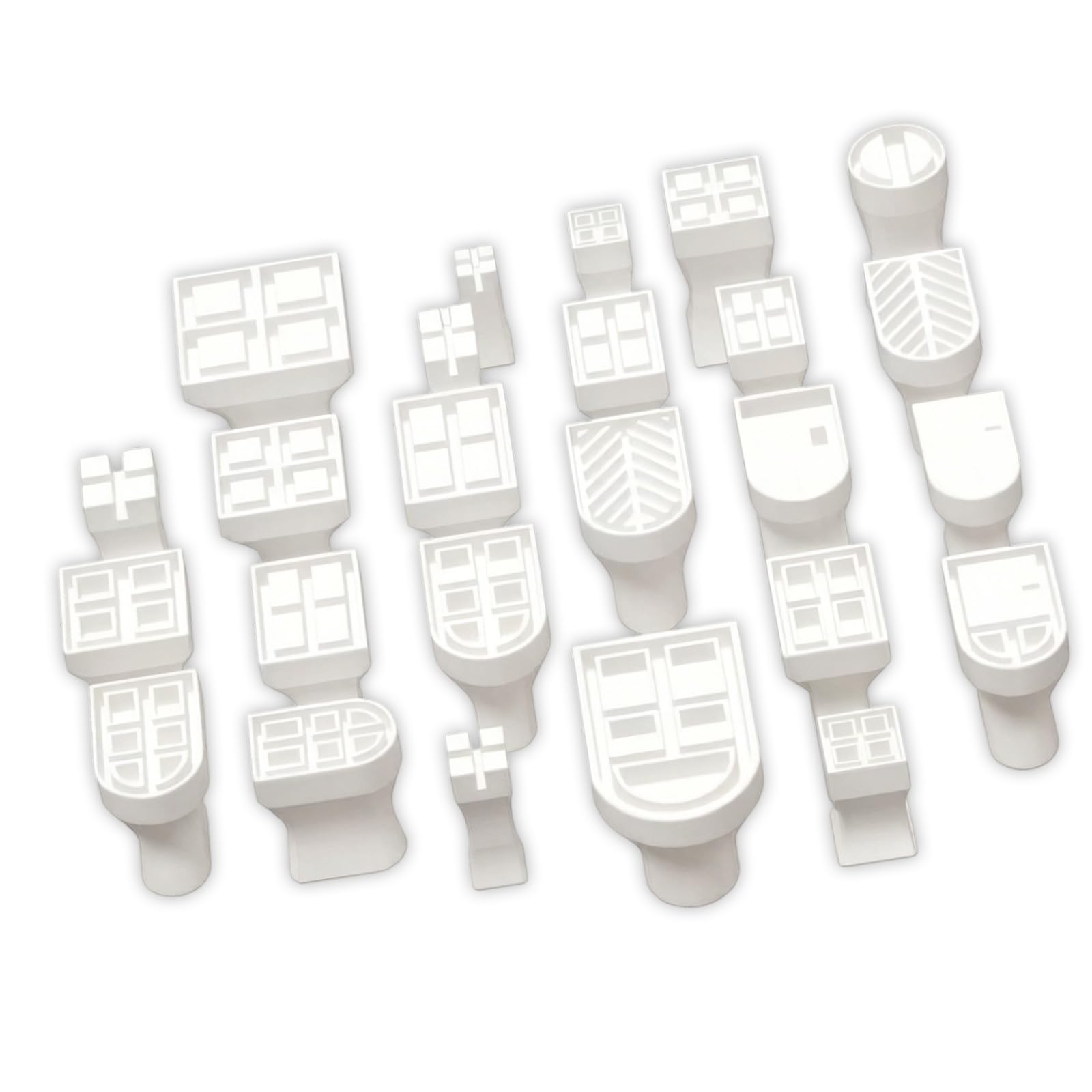 Zeiwohndc White Clay Texture Stamp Set 25 Pcs House Door Window Pattern Press Tools For Pottery Craft Projects And Stamp Set Pottery Texture Tools Dough Press Shapes House Window Door Stamps Craft