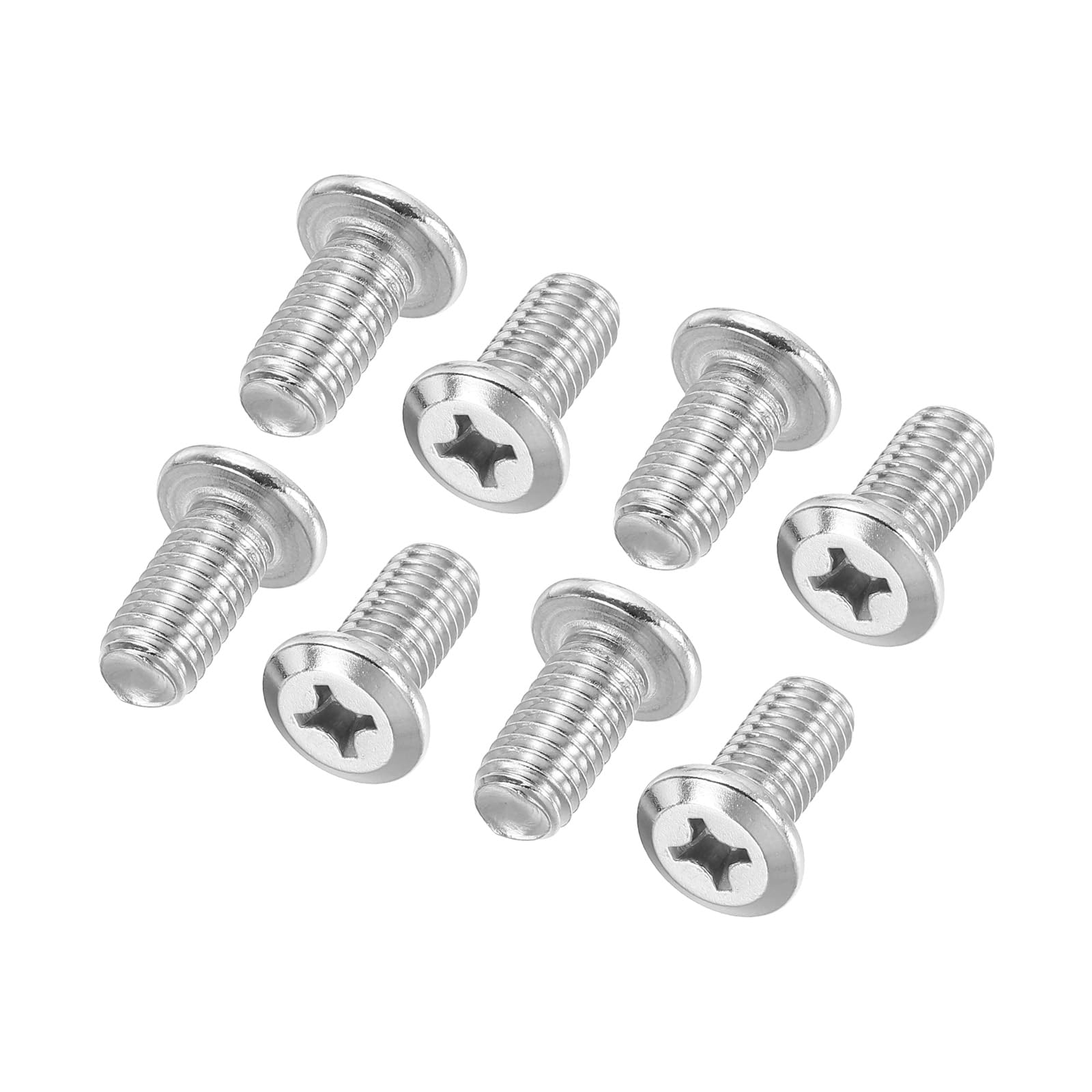 PATIKIL Flat Round Head Phillips Screws, 8 Pack M8-1.25 x 16mm Binding Screws 304 Stainless Steel 18-8 Full Thread