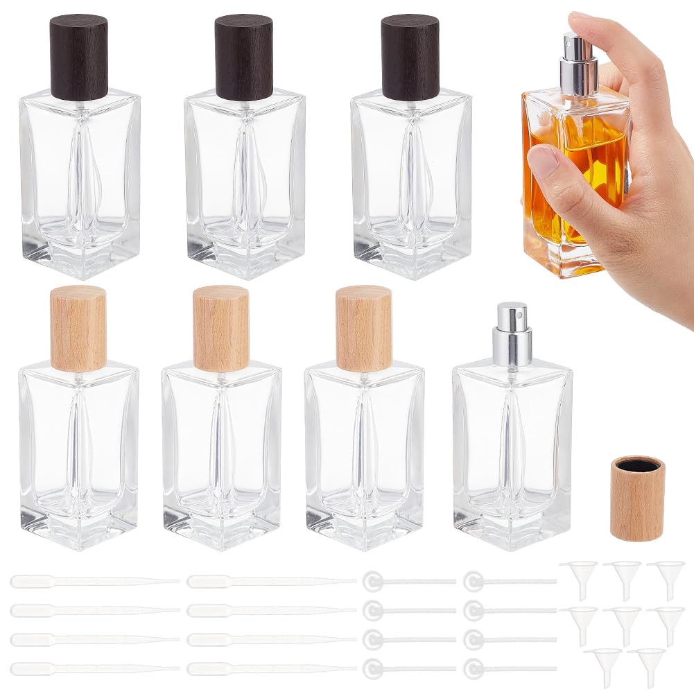 AHANDMAKER 8 Packung Leere Glas Parfüm Flaschen 50ml Nachfüllbar Zerstäuber Kölnischwasser Flaschen Enthält Trichter Füller und 3ml Tropfer DIY Parfüm Herstellung Zubehör für Reisen