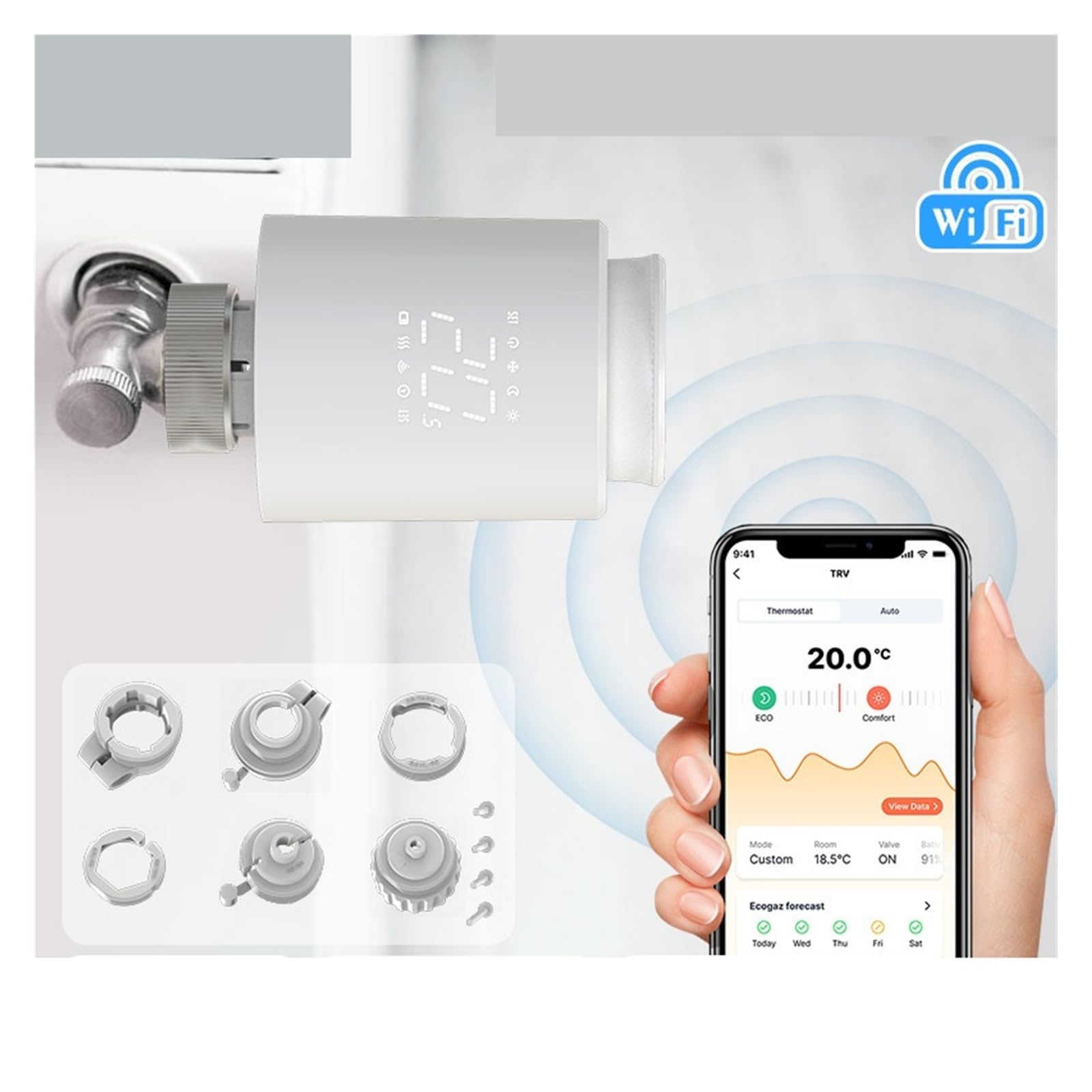 Termostato Inteligente, Termostato WiFi, actuador de radiador, válvula termostática, Controlador Temperatura Inteligente, Cabezal