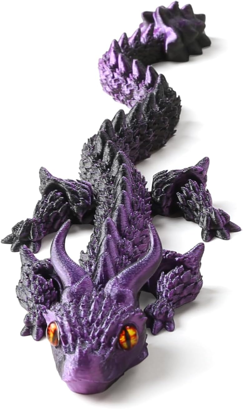 3D Printed Articulated Dragon Toy - Intricate Flexible PLA 3D Dragon Figurine with Movable Joints, Unique Mythical Creature Model, for Collectors