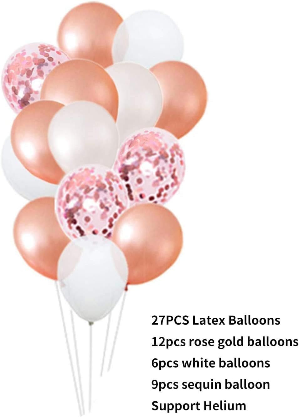 19th Rose Gold Birthday Party Decorations Pack 48PCS Banner Happy Birthday Decorations for Girls Women Party Supplies Happy Birthday Star Heart Rose Gold Foil Balloons Latex Balloons (19th) - Image 4