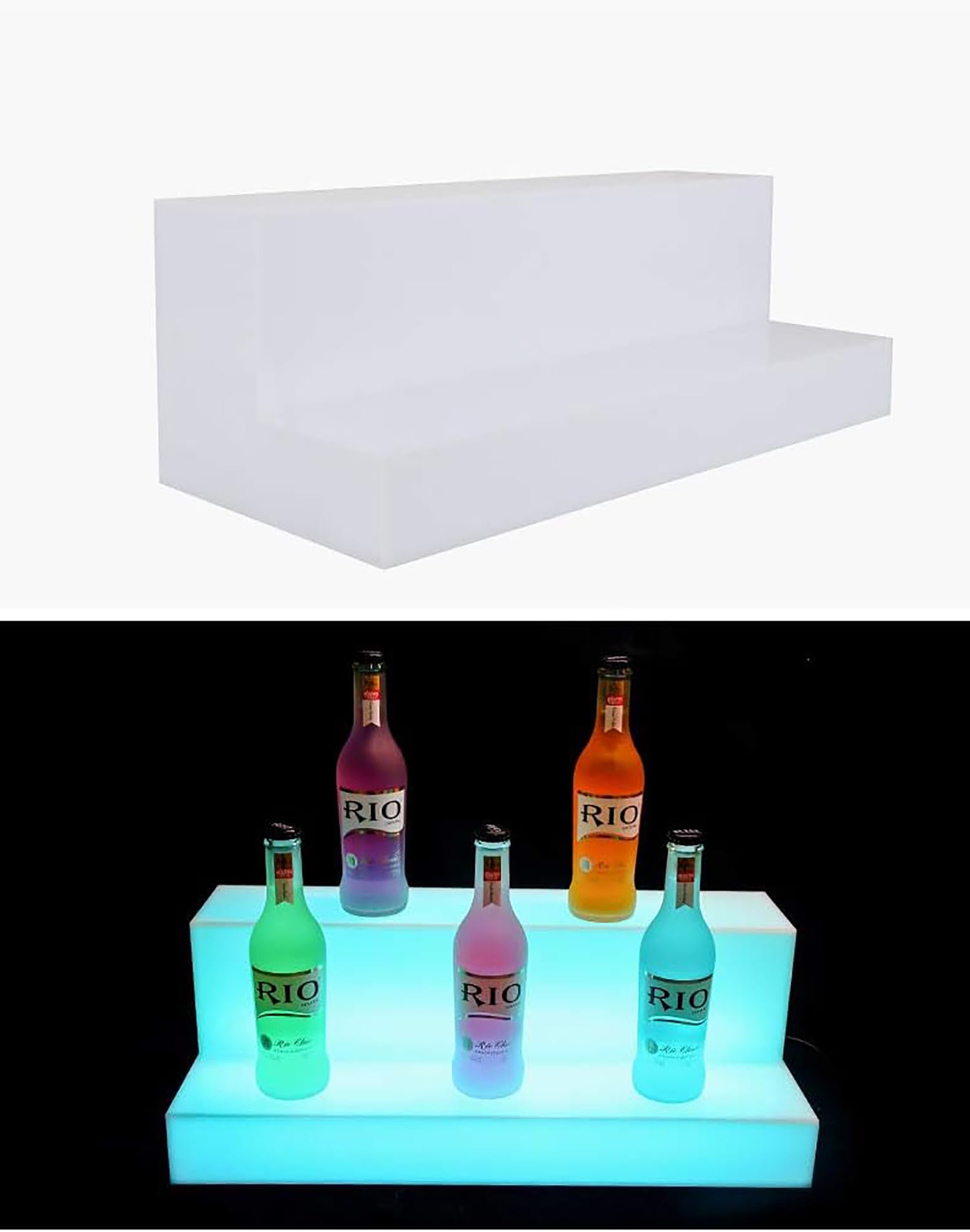 Display Per Bottiglie Di Liquore Illuminato a LED, Scatola Per Vino In Acrilico Luminoso Colorato a 2 Livelli Con Telecomando, 20 Colori Regolabili, Stoppino LED Ad Alta Luminosità, Per Feste KTV