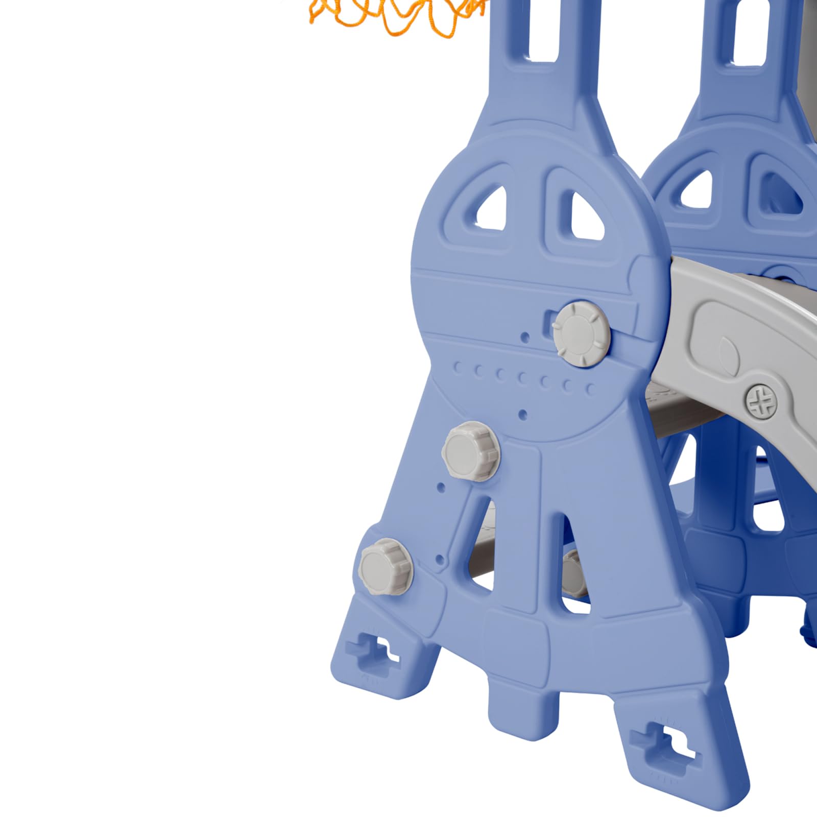 Scivolo a dondolo 4 in 1 per bambini, altalena con scivolo, con supporto da basket, scala (blu)