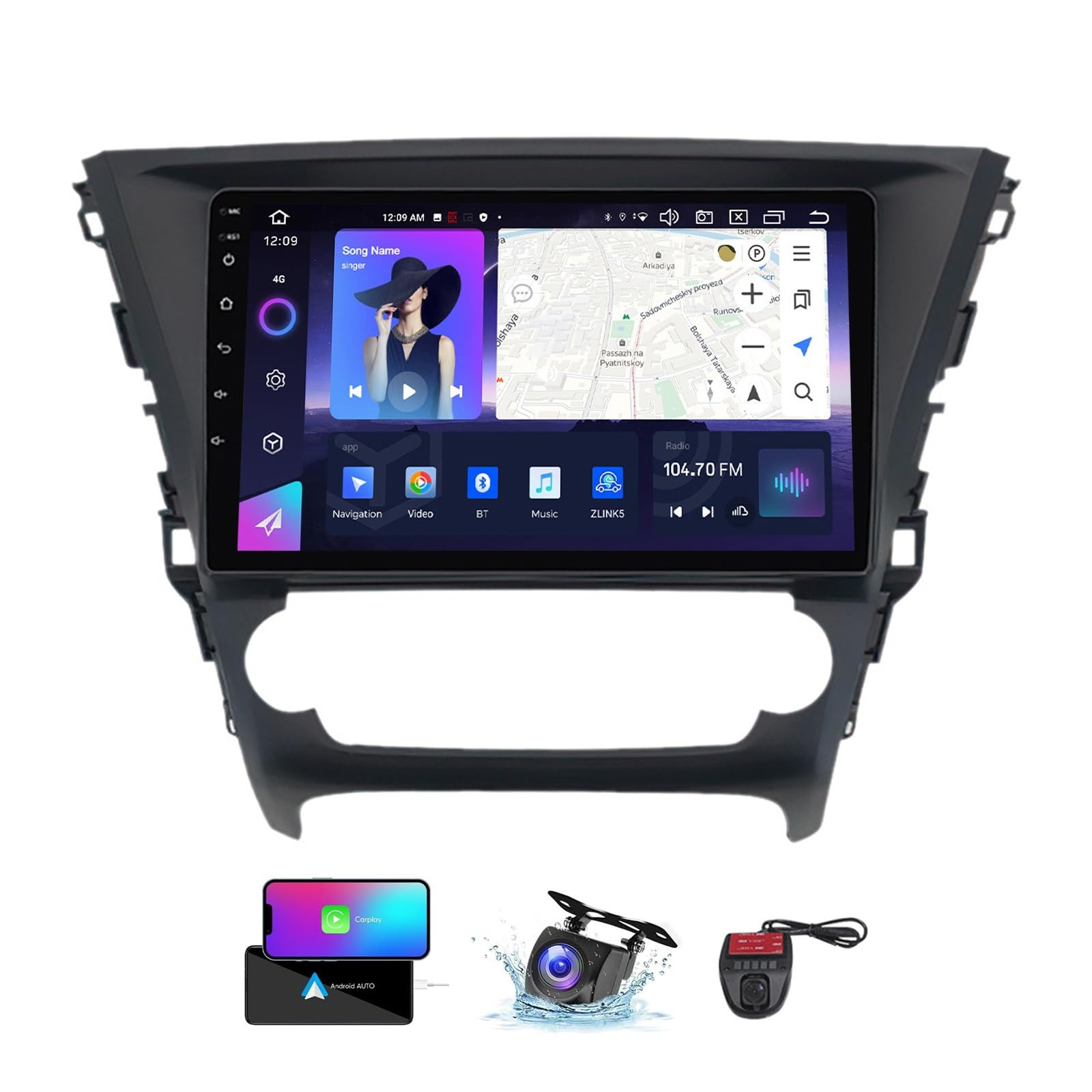 Autoradio 10 pouces pour réparer et moderniser le tableau de bord d'une Toyota Avensis 3
