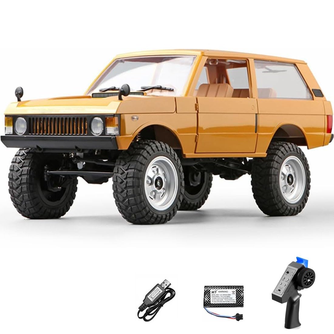 MN-168 1/12 RC Crawler,Coche Todoterreno RC 4WD 2,4 G con Luces Delanteras y traseras, Adultos entusiastas del RC,Modelo con Licencia en versión RTR(Yellow)