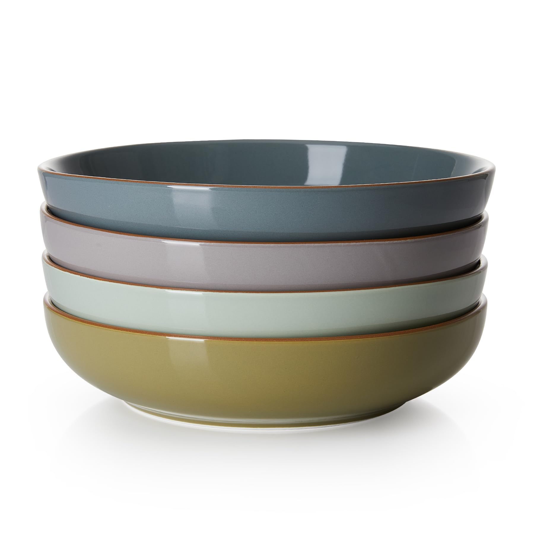 Sweese Large Salad Serving Bowls, 30 Ounce Porcelain Pasta Plates Set of 4, 8.4 Inch Solid Pasta Bowls, Soup Bowls - Microwave Dishwasher Safe, Elegant Morandi Colors