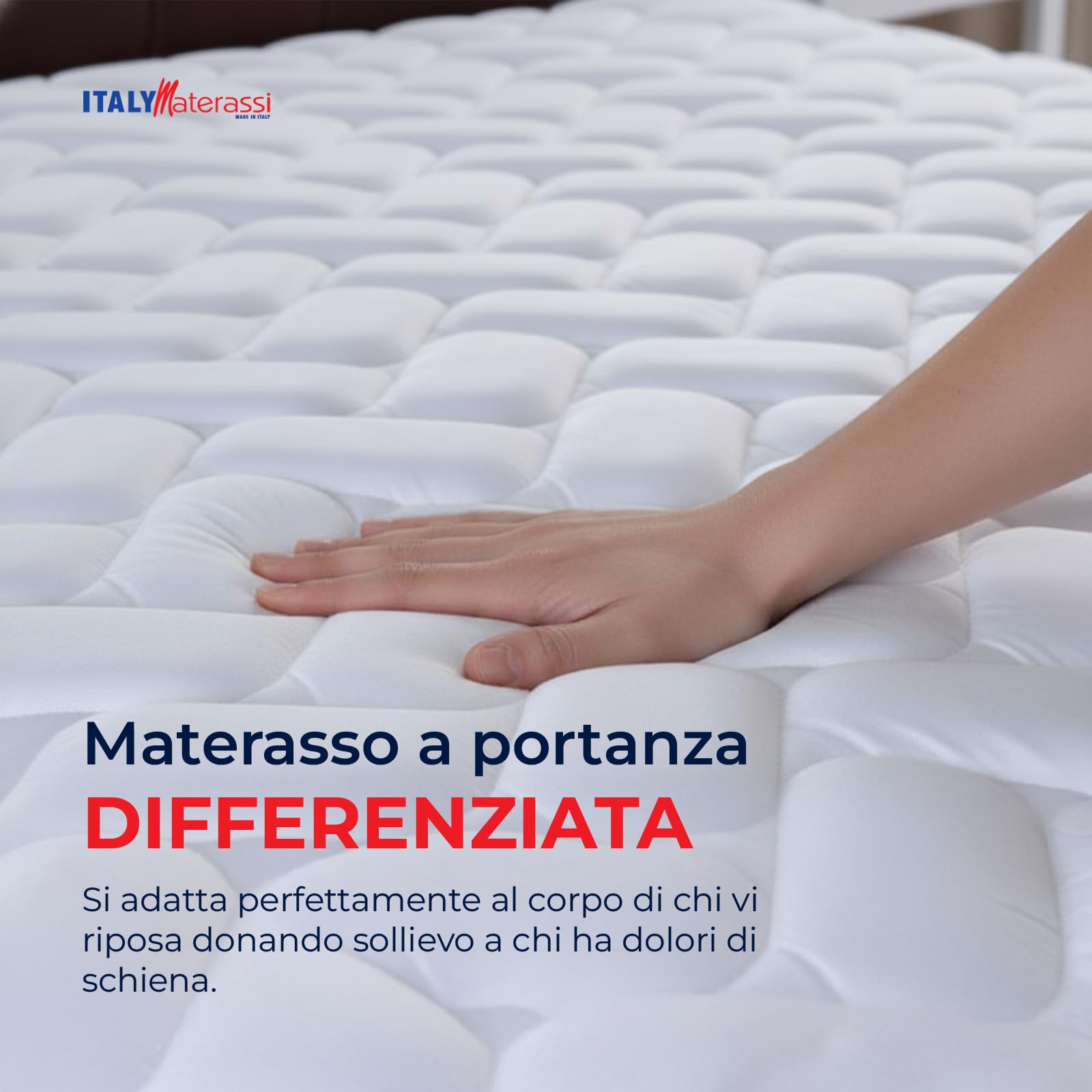 ITALYMATERASSI, Colchón de espuma viscoelástica individual 95 x 190 cm | 6 cm de Memory | Colchón ortopédico contra el dolor de espalda 24 cm de altura mod. FIRENZE, base de colchón rígida de AirPur y