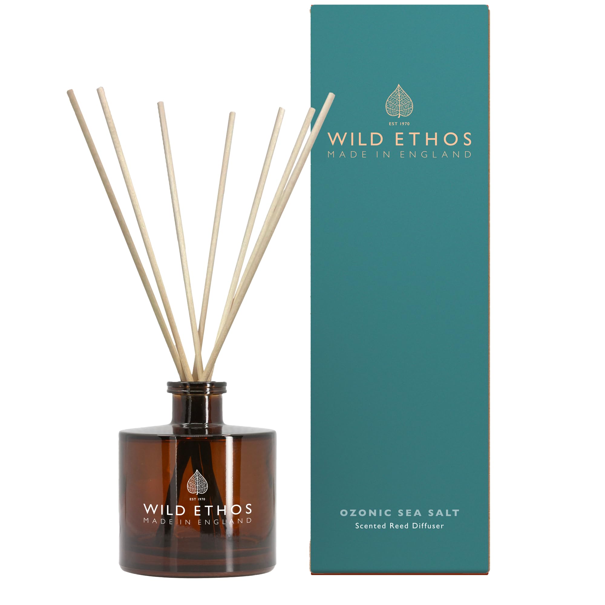 Ethos Candles Wild Ethos Scented Reed Diffuser - Select Your Scent - Blended Natural Essential Oils - Lasts 16 Weeks - Made In The Uk (Ozonic Sea Salt)