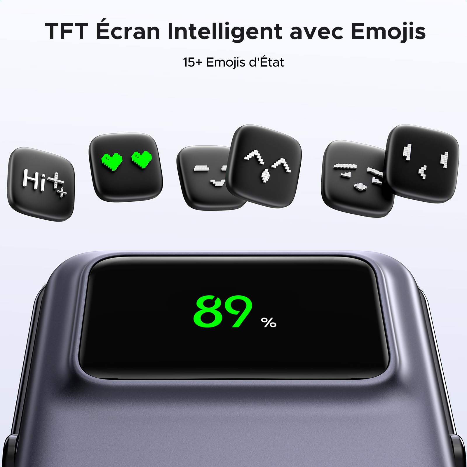 UGREEN Uno Batterie Externe 10000mAh 20W Emoji Affichage Support Pliable Compatible avec MagSafe iPhone 17 16 15 14 13 12 Air Plus Pro Max Power Bank Induction USB C Charge Rapide Magnétique