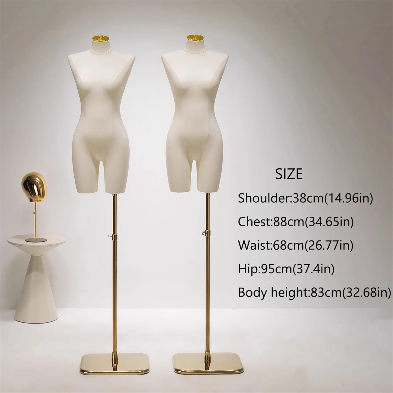 Schneiderpuppe Weiße langbeinige Schaufensterpuppe Vêtement Femmes Kleid Form Eine weibliche Attrappe Halbkörper for Kleidung Display(Silver Base)
