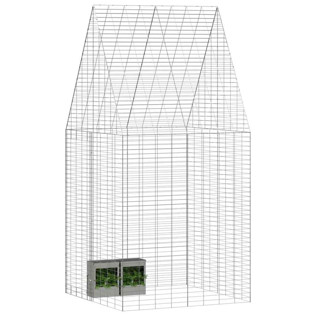 Hasenkäfig Silber 100x100x210 cm Freigehege verzinkter Stahl | Robustes Outdoor Kleintiergehege aus Metall für den Garten. Sicherer Auslauf für Kaninchen und Meerschweinchen.