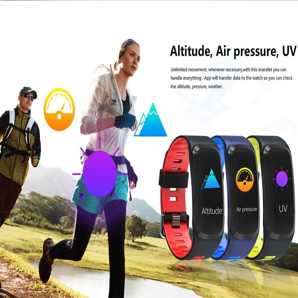 KANBUN Inteligentna bransoletka zegarek sportowy zegarek fitness monitor tętna monitor ciśnienia krwi opaska na nadgarstek F4 Smartband (BLUE)