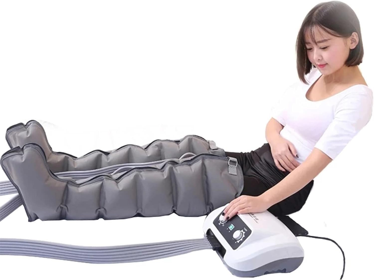 Generico Massaggiatore Gambe a Compressione d’Aria 6 camere, Pressione 30-235 mmHg, Timer 0-30 min
