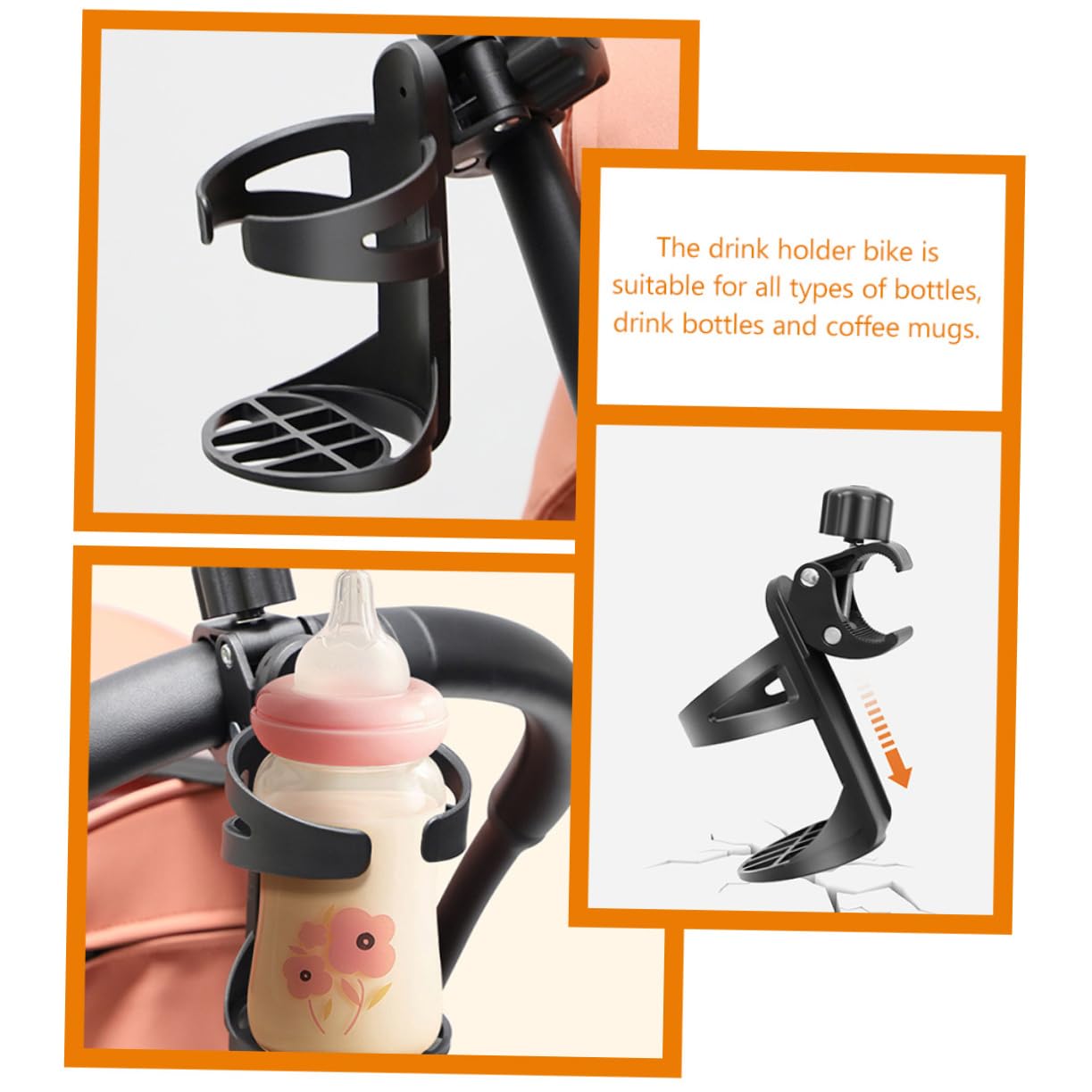 Healvian 5pezzi Portabicchieri Per Passeggini Tazze e Bottiglie Facile Installare e Adatto Carrozzine e Scooter Accessorio e Versatile