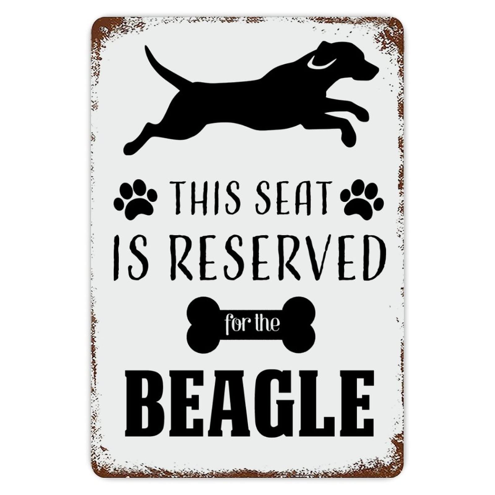 ENEDNATE This Seat Is Reserved for The BEAGLE Dog Metal Tin Sign 8x12 inch Business Retail Store Home Restaurant Bar Wall Decor Art Sign Post
