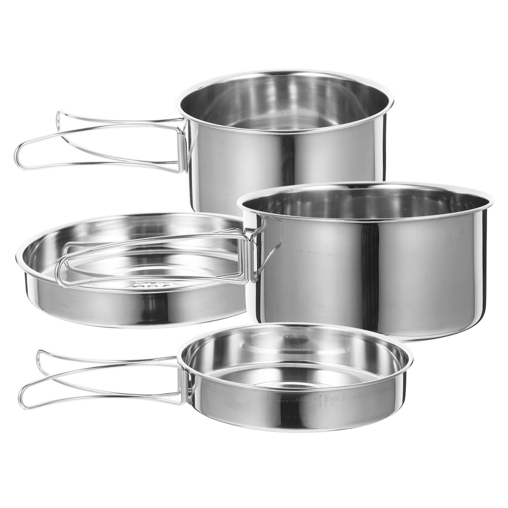 BRIGHTFUFU Camping Cooking Utensils Set 4-Piece Stainless Steel Outdoor Cookware Set for Camping Hiking Cooking