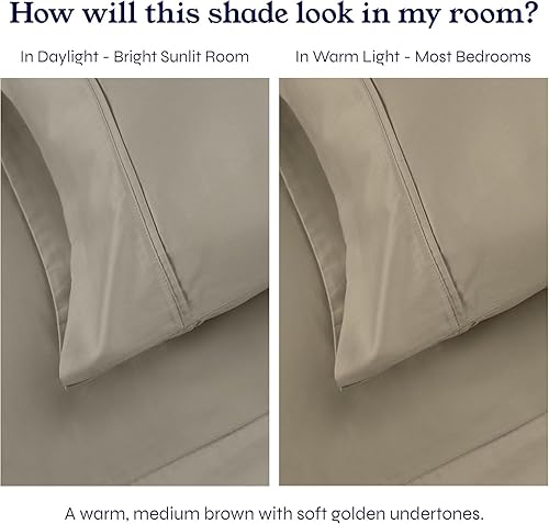 Vista 56 de California Design Den - Sábana ajustada individual XL, suave y duradera, 100 % algodón satinado de 400 hilos, fresca, con bolsillos profundos y 13