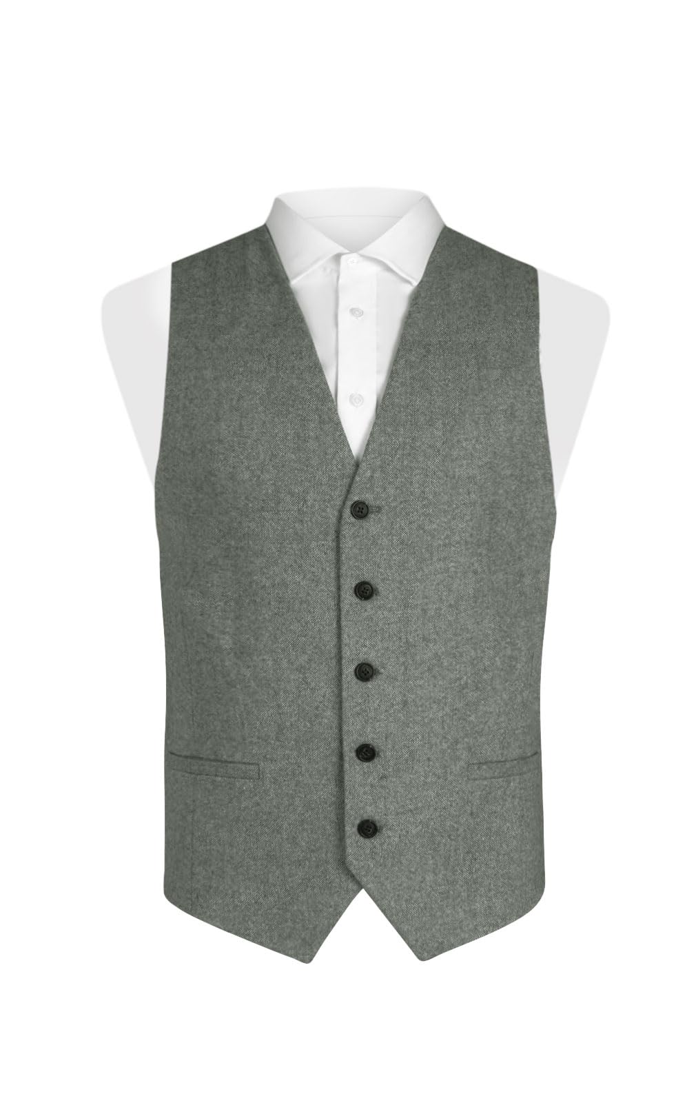 Dobell Mens Light Grey Donegal Tweed Waistcoat Regular Fit-2XL (50-52in)