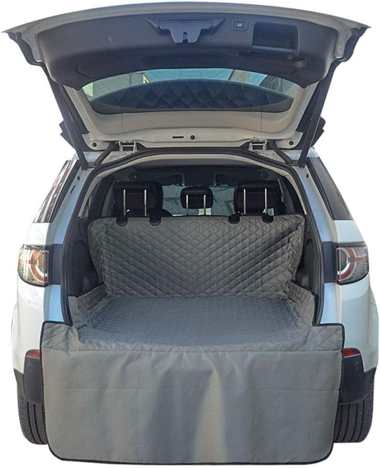 Large Car Boot Liner Protector for Dogs, Heavy Duty Waterproof Oxford Cloth With Extended Bumper Flap Pet Automobiles Protect Cover Mat Dog Blanket Fit For Cars, Trucks, SUVs,Grey