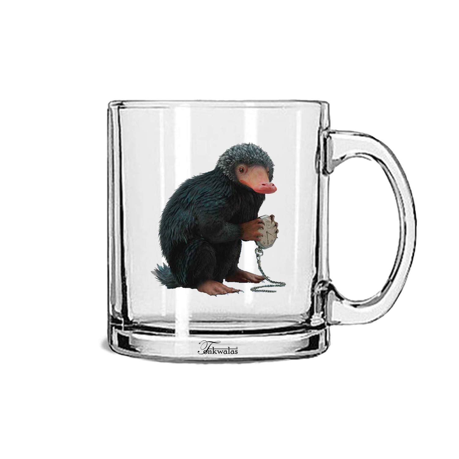 TONKWALAS Funny Niffler Animal Printed Transparent Glass Coffee and Tea Mug Funny Gift for Kids (325 ML)