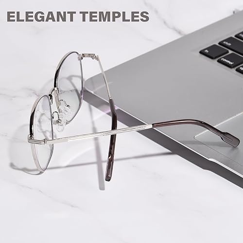 Miniatura 9 de OPTOFENDY Lentes de bloqueo de luz azul de metal para mujeres y hombres, anteojos cuadrados para computadora, antifatiga ocular y protección UV