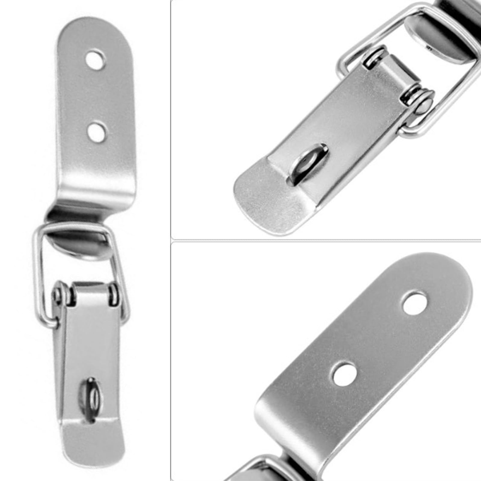Tucireat 12 Pezzi Chiusura a Leva,Chiusura a Molla Con Viti,Chiusura Ad Angolo Di Sicurezza in Acciaio Inox,Chiusura a Scatto Per Scatola, Cassetta Degli Attrezzi, Cassetto, Armadio(76 x 24mm,Argento)