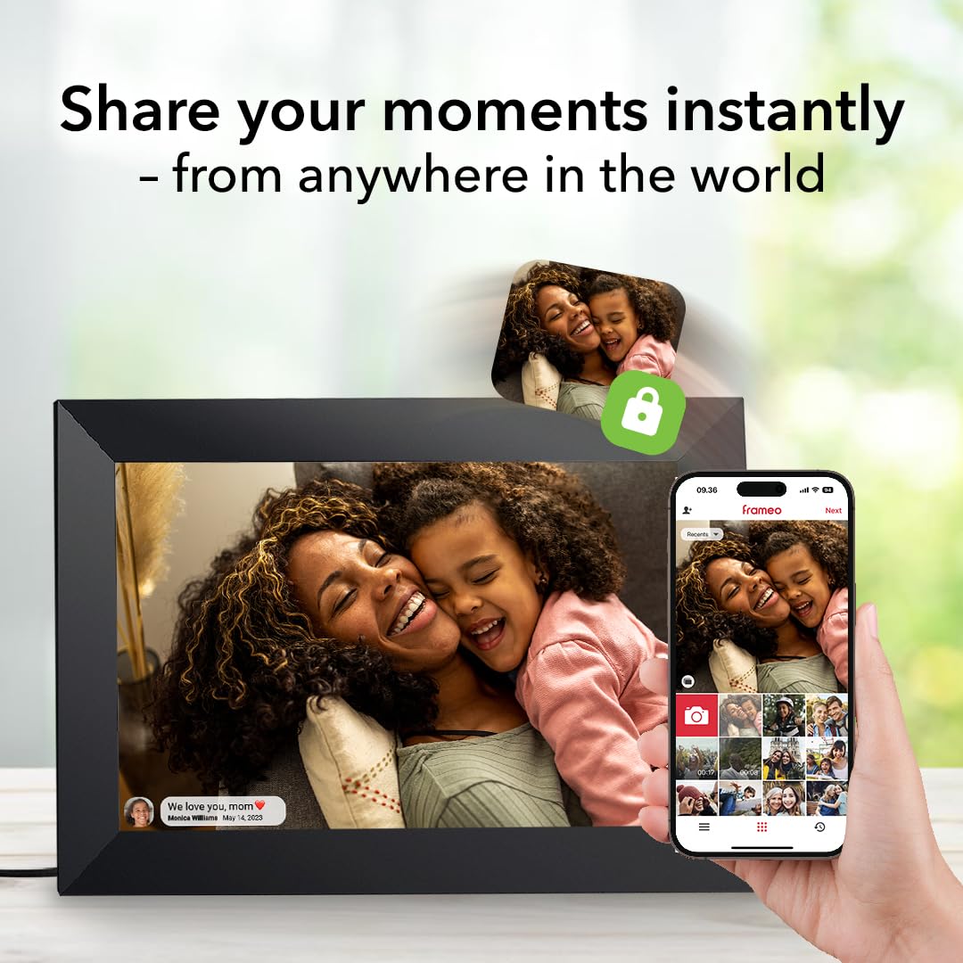 Silvergear® Cadre Photo Numérique 15,6 Pouces | Écran FHD Tactile avec WiFi | 32 Go de Stockage | Grand Format Cadre Numérique avec Prévisions Météo & Musique | Cadres Photo Numérique Moderne