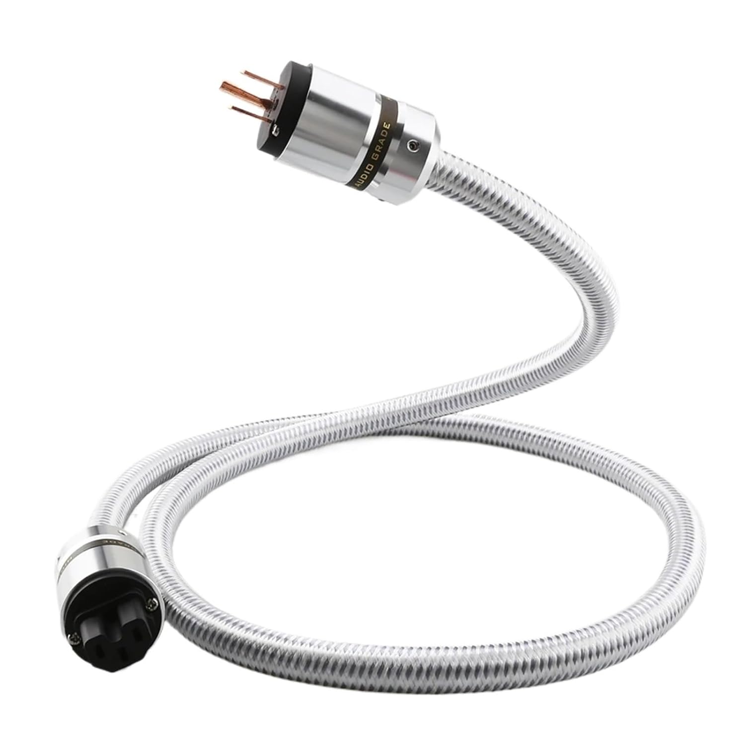 14AWG Audiophile Power Cord 125V 15A HiFi Audio AC Power Cable, Power Cord with 3-Prong US Version Gold Plated Plugs(US Power Cable,0.5m)