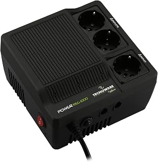 Tecnoware PowerReg 1000VA Single Phase Voltage Regulator Voltage Surge Protection Peak Power Outages for TVs, HiFi Systems, Printers, Small Appliances for Home and Office Use