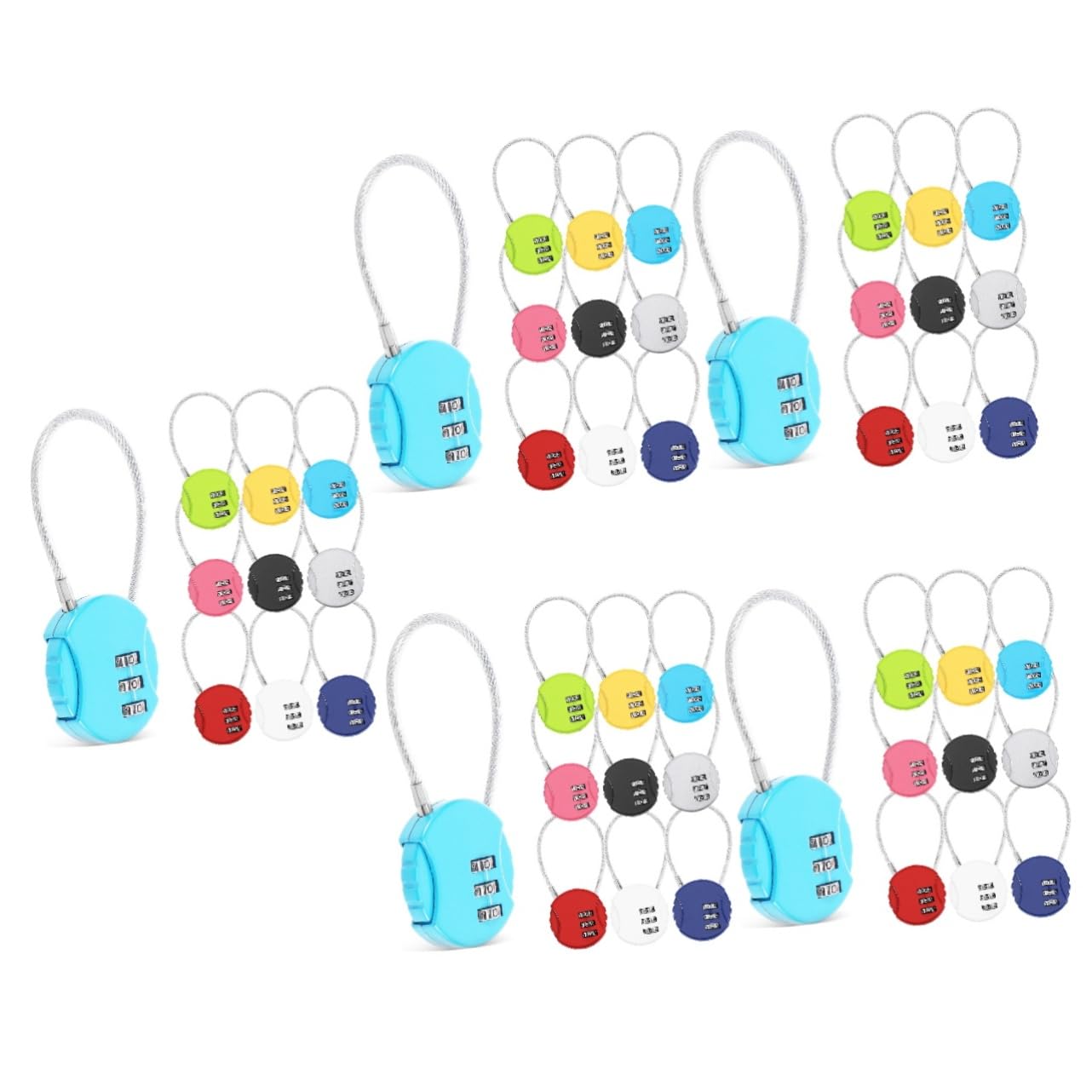 SHINEOFI 5 set Lucchetto Con Corda In Acciaio Lucchetti Da Viaggio Per Valigie Lucchetti Con Codice Lucchetto Con Combinazione Senza Chiave Lucchetto Da Viaggio Portatile 10 pezzi * 5