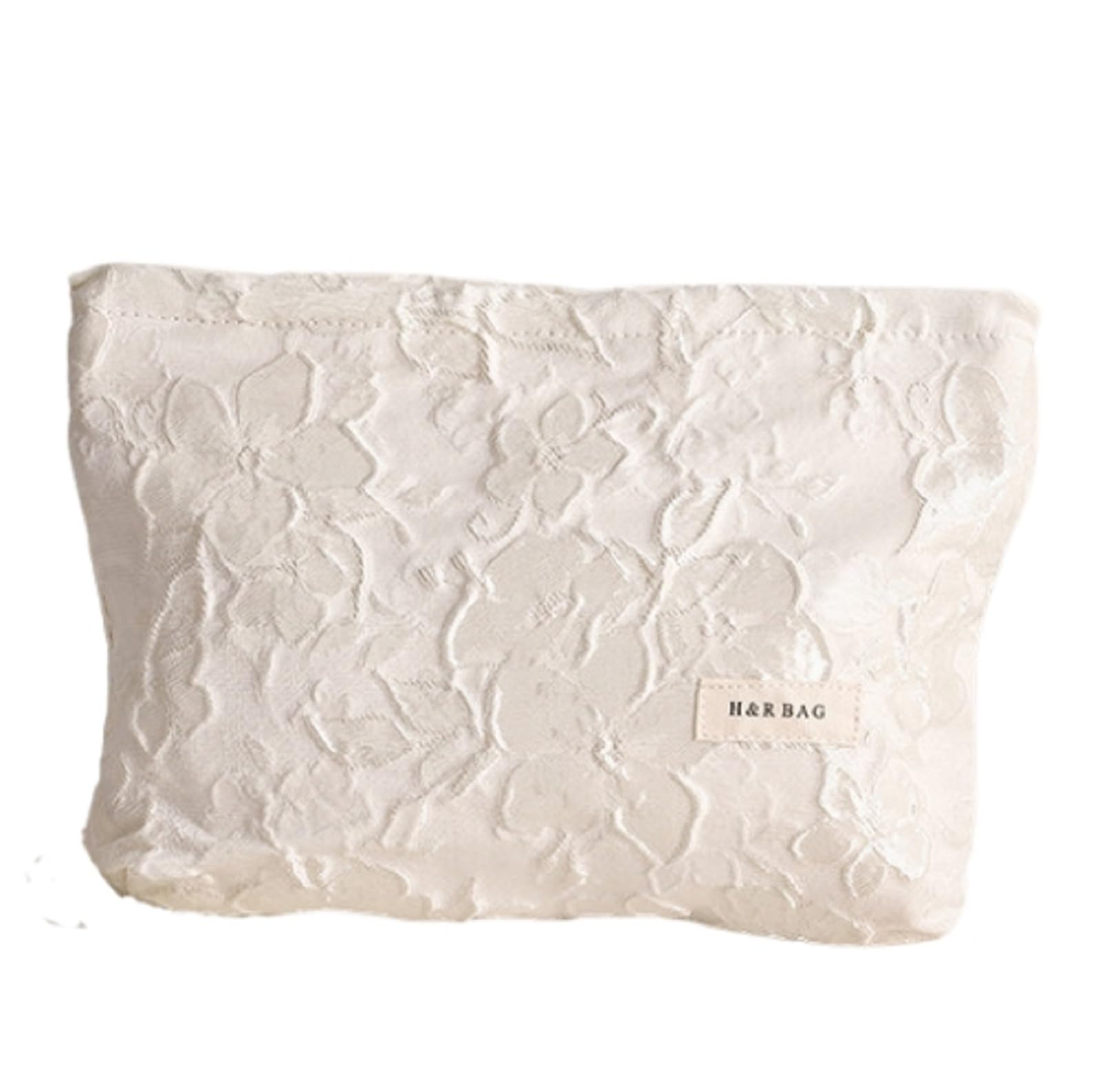 JOLILUNA Small Makeup Bag Floral Makeup Bag Coquette Accessories Cottagecore Aesthetic Stuff Cute Cosmetic Bag (Large,white)