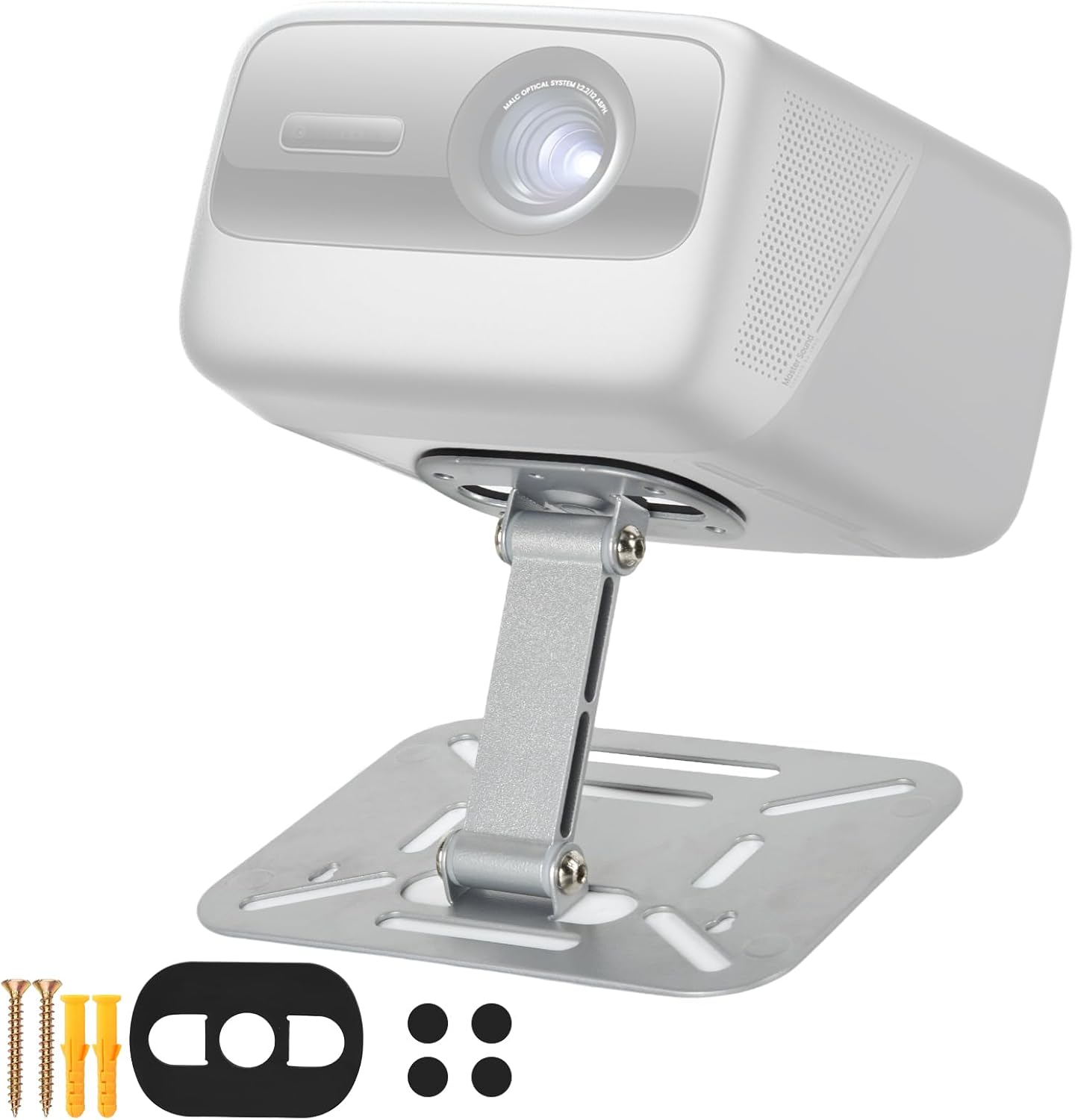 Projector Foldable Stand, Desktop Projector Mount, Mini Ceiling Wall Projectors Mount Stand Compatible with QKK, DR.J, DBPOWER, Anker, AAXA, Jinhoo, PVO, TMY, and Other (Silver) Folding Silver