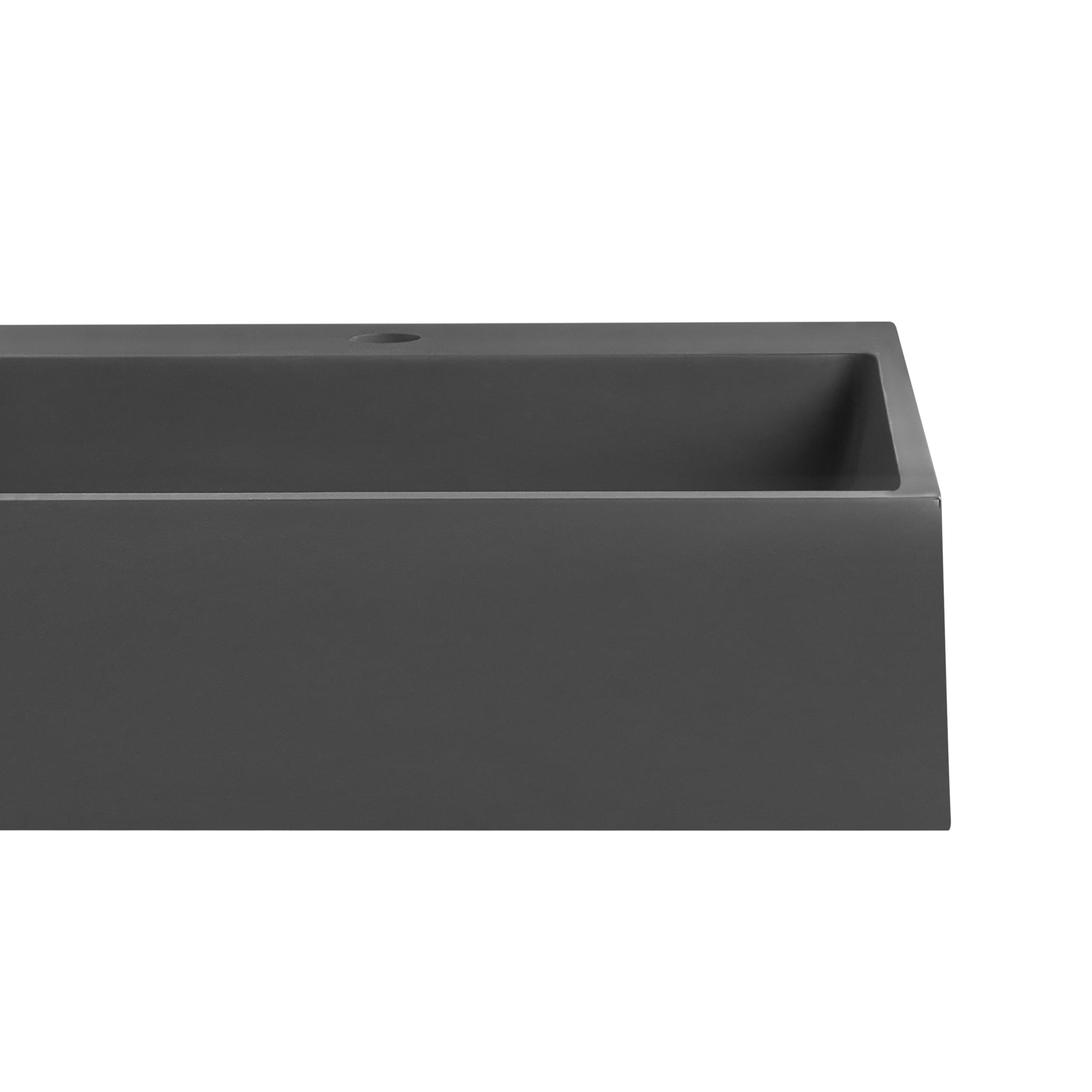 Lavabo suspendido de pared clásico rectangular fundición mineral acabado mate 150 x 48 cm negro Cusco