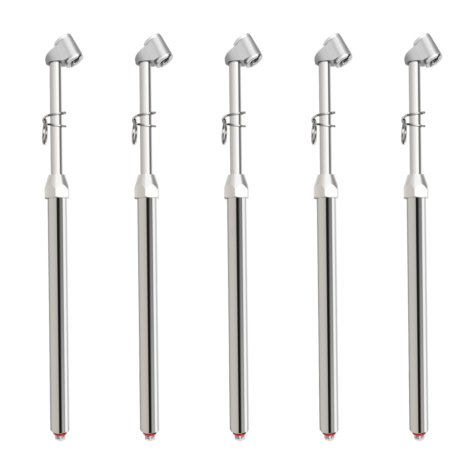 MEANLIN 5PCS Manómetro de presión de neumáticos tipo recto doble plateado, manómetro de aire de doble cabezal, rango de presión 120~1020 KPa (Adecuado para camiones, etc.)