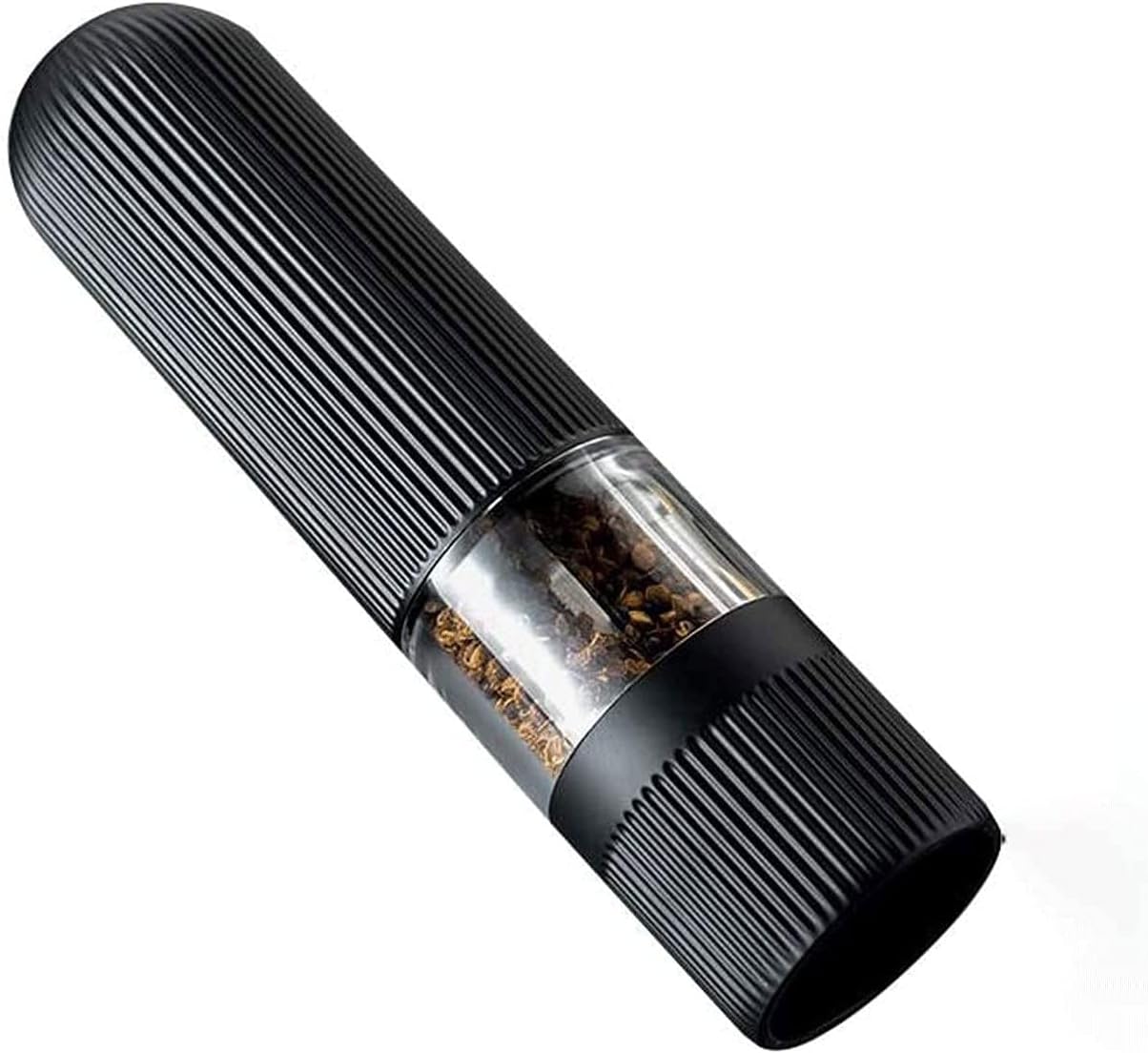 Gravity Electric Salt Ginder Pepper Grinder Automatic Pepper and Salt Mill Grinder Battery-Operated with Adjustable Coarseness LED Light Ceramic Grinding Core Black