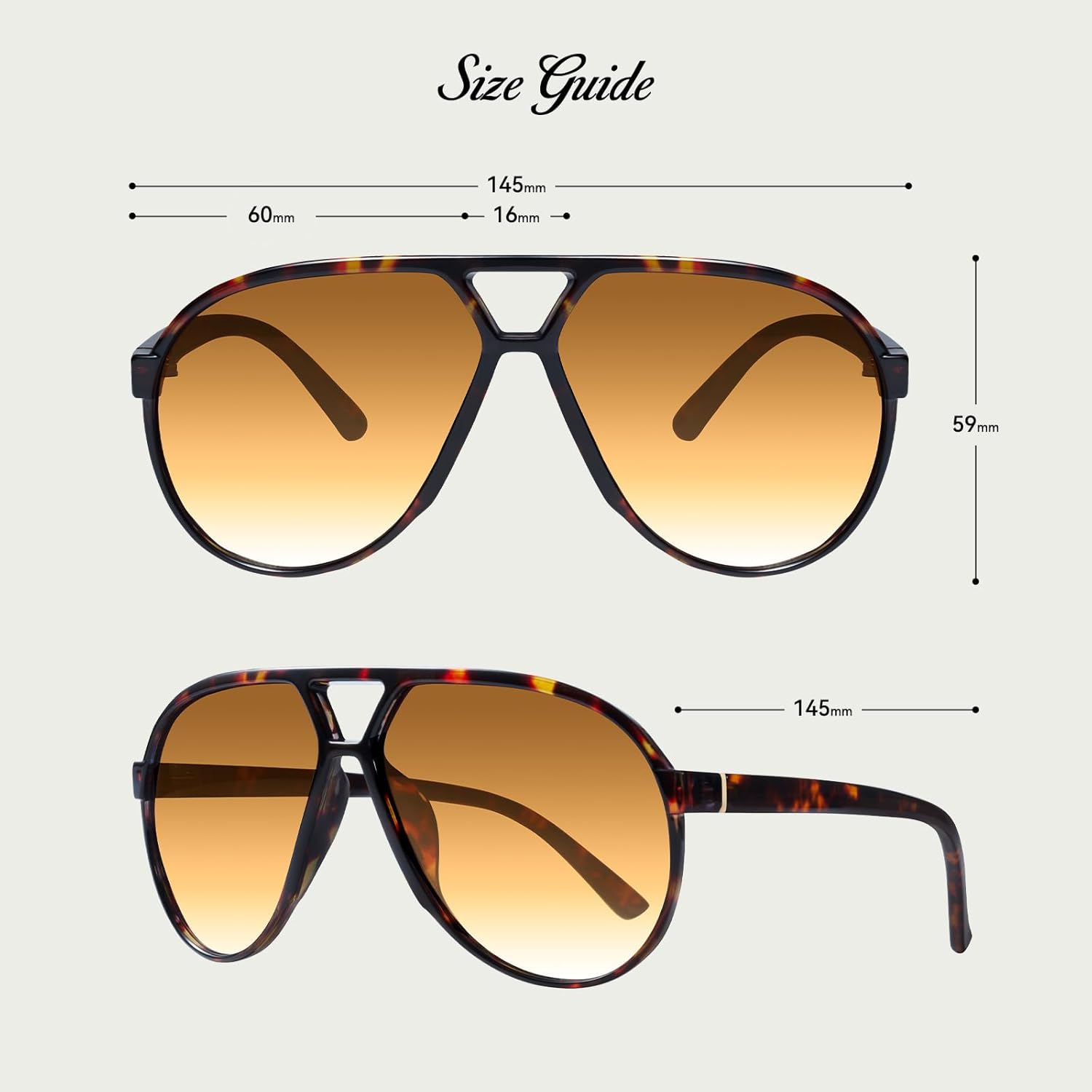 mosanana Trendy Aviator Oversized Sunglasses for Women Retro 70s Style MS52482 - Image 6